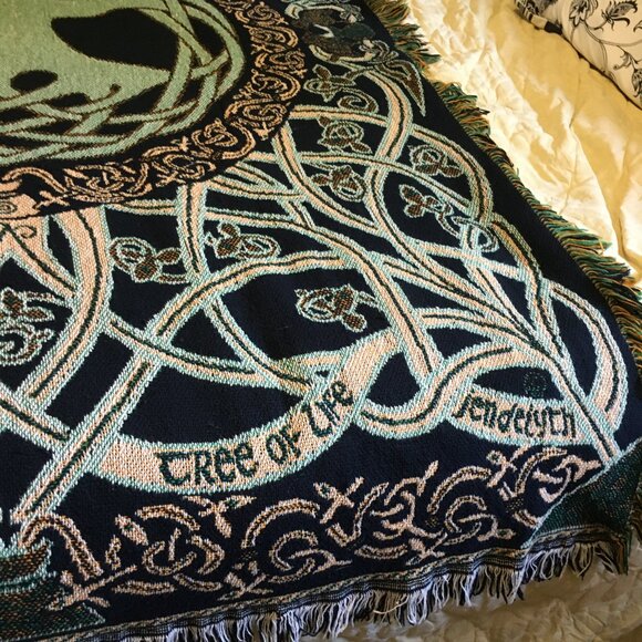 Vintage Celtic Tree of Life Afghan Throw by Artist Jen Delyth - Picture 9 of 13